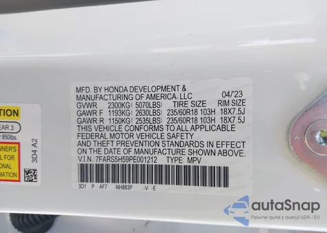 2023 Honda Cr-V Hybrid Sport из США, поврежденный, VIN 7FARS5H59PE001212